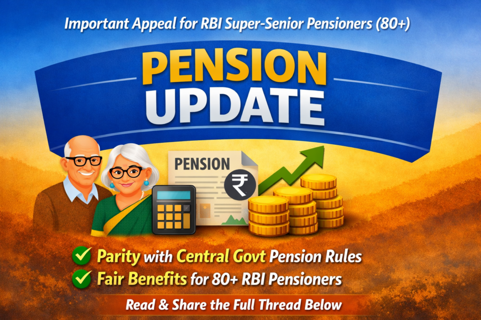 Banner showing ‘Additional Pension Update’ headline with elderly couple, pension document, symbolizing improved benefits for pensioners.”