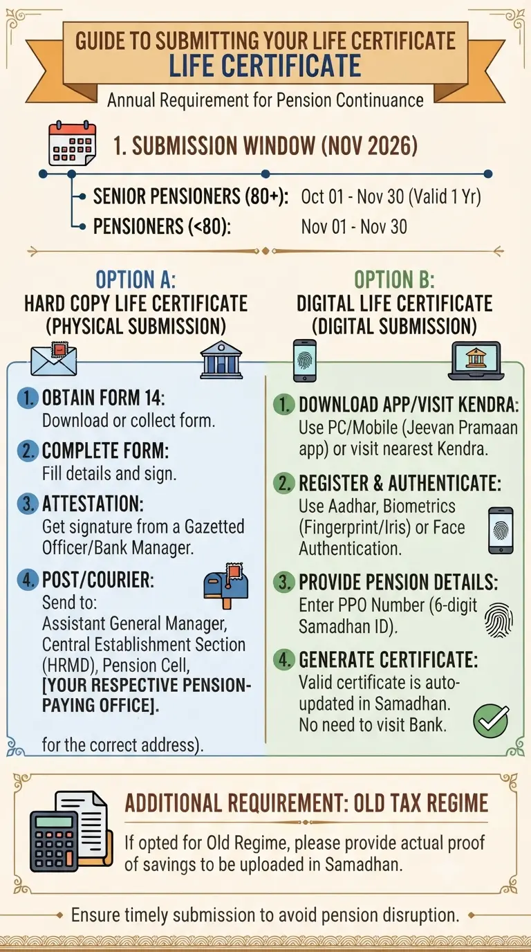 information for Life Certificate 2026 for RBi Pensioners